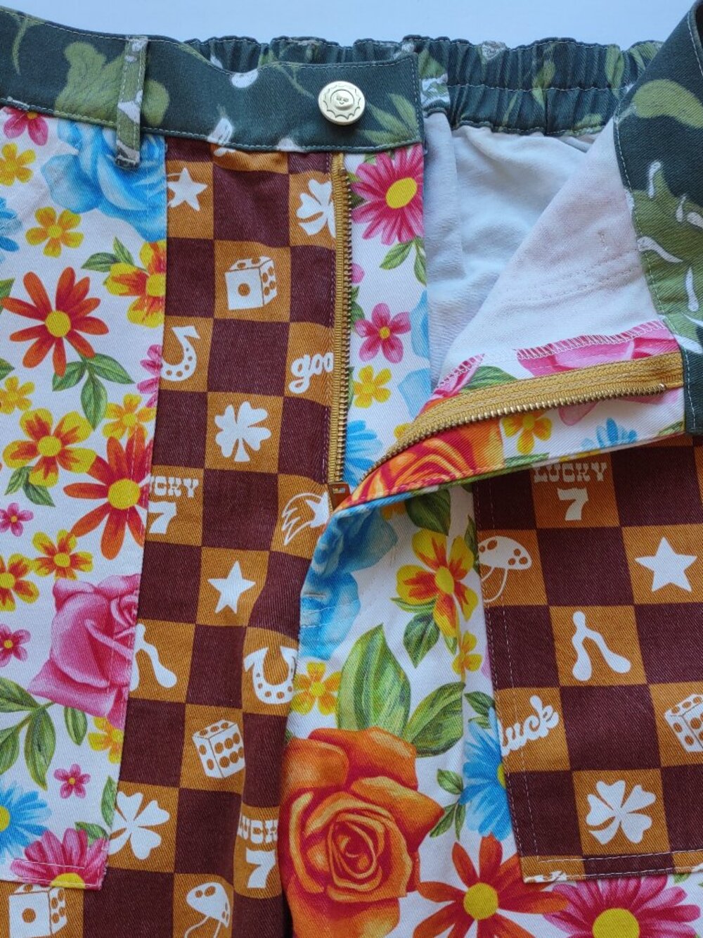 Big Bud Press MisMatched Work Pants Size Medium Cargo Floral Lucky Accents - Picture 15 of 15